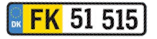 Eksempel på hvid og gul nummerplade